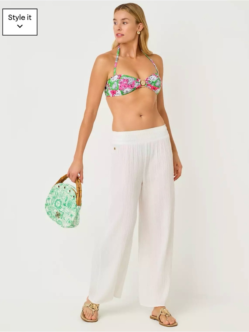 Lilly Pulitzer Enzo Cotton Cover-Up Pants | White Gauze | Medium